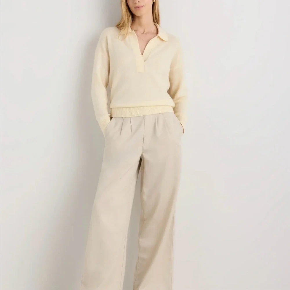 Women's Butter Yellow Quince Cashmere-Blend Sweater New with Tags - Picture 2 of 3